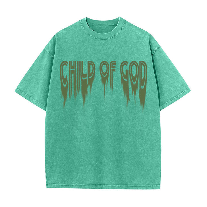 Christianartworkshop Dual-Side Child Of God John 1:12 Distressed Letter Print Washed T-shirt - image 14