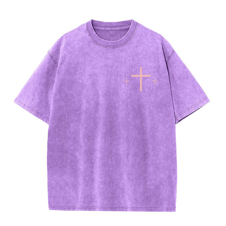 Christianartworkshop Dual-Side Faith Over Fear Cross Scripture Letter Print Washed T-shirt - image 26