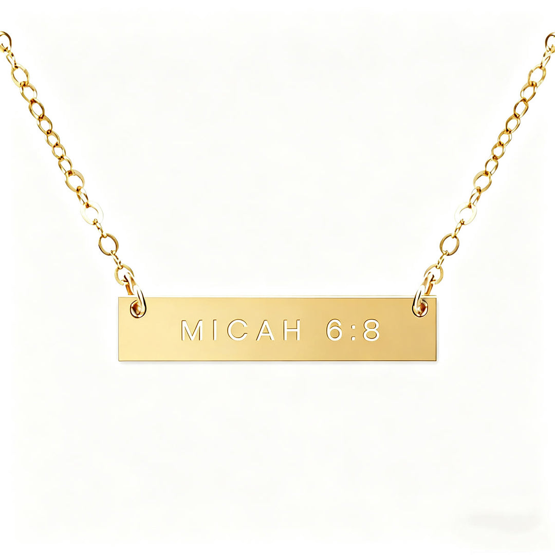 Christianartworkshop Faith Verse Engraved Bar Pendant Necklace - Micah 6:8 - image 5