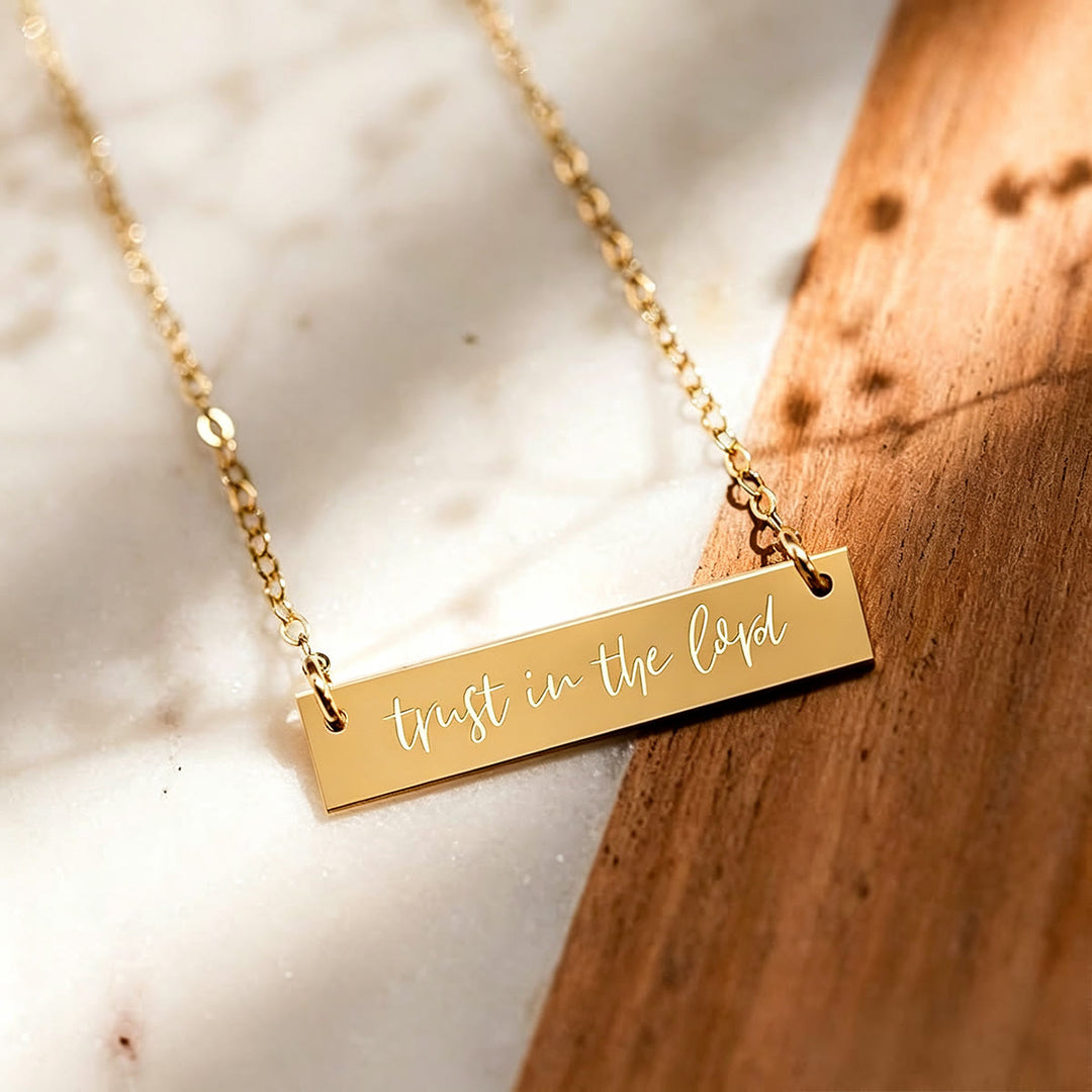 Christianartworkshop Faith Verse Engraved Bar Pendant Necklace - image 0