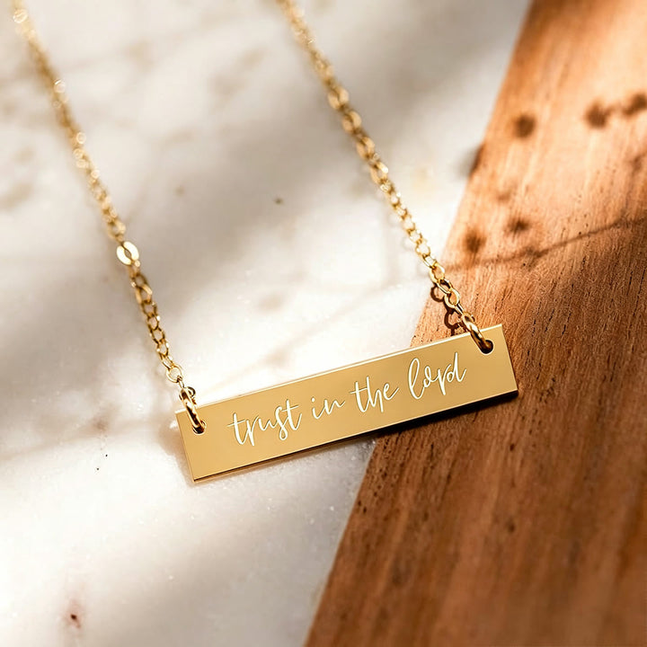 Christianartworkshop Faith Verse Engraved Bar Pendant Necklace - image 0