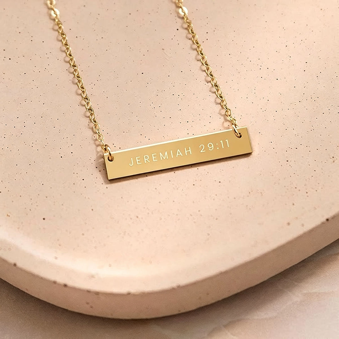 Christianartworkshop Faith Verse Engraved Bar Pendant Necklace - image 1