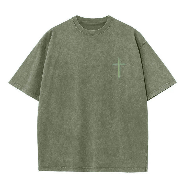 Christianartworkshop Dual-Side Let All That You Do Be Done In Love Floral Cross Letter Print Washed T-shirt - image 17