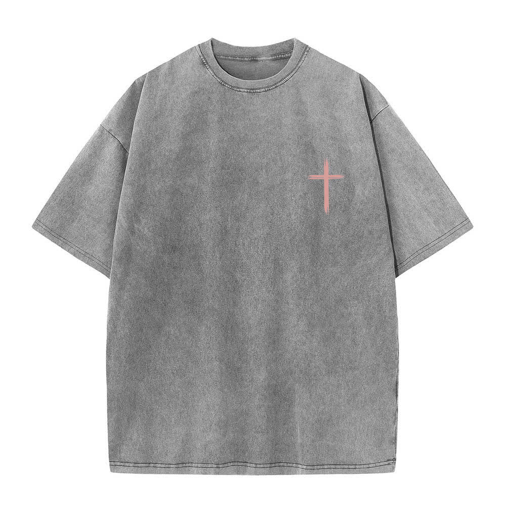 Christianartworkshop Dual-Side Let All That You Do Be Done In Love Floral Cross Letter Print Washed T-shirt - image 26