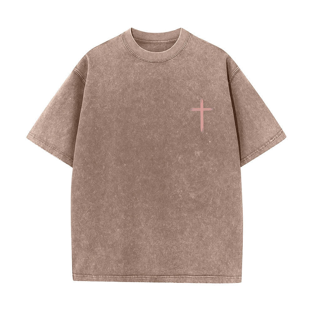 Christianartworkshop Dual-Side Let All That You Do Be Done In Love Floral Cross Letter Print Washed T-shirt - image 23