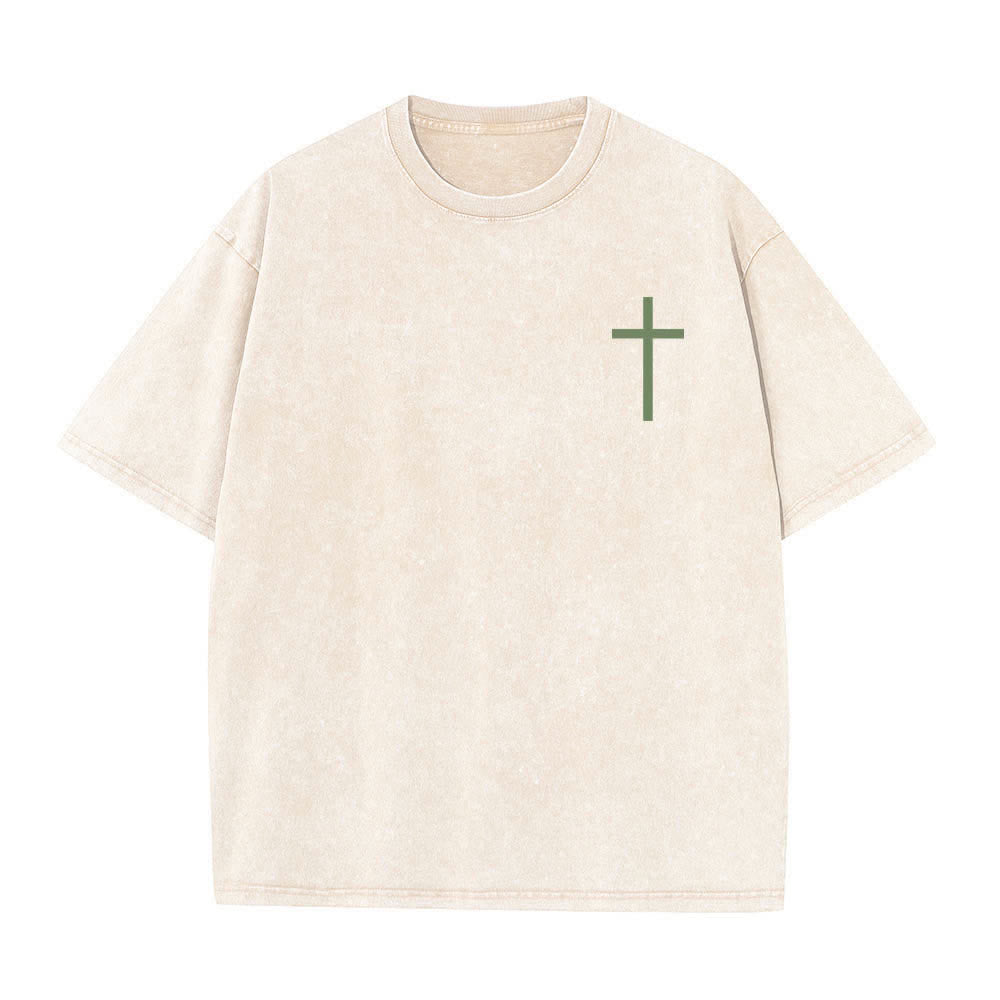Christianartworkshop Dual-Side Philippians 4:13 Cross Scripture Letter Print Washed T-shirt - image 11