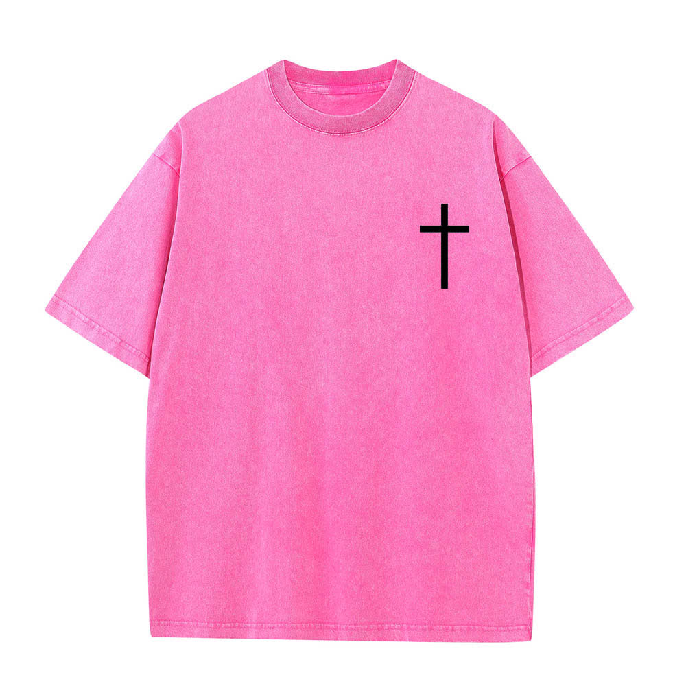 Christianartworkshop Dual-Side Philippians 4:13 Cross Scripture Letter Print Washed T-shirt - image 17