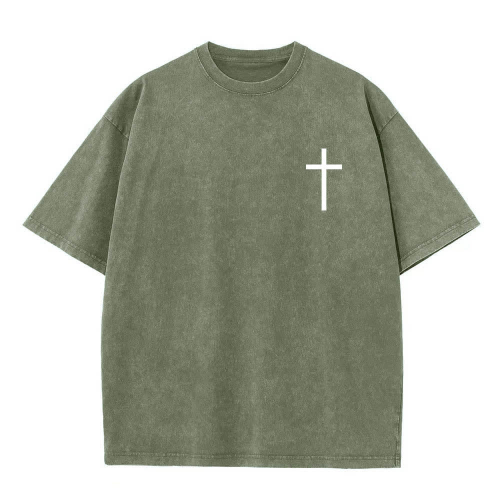 Christianartworkshop Dual-Side Philippians 4:13 Cross Scripture Letter Print Washed T-shirt - image 20