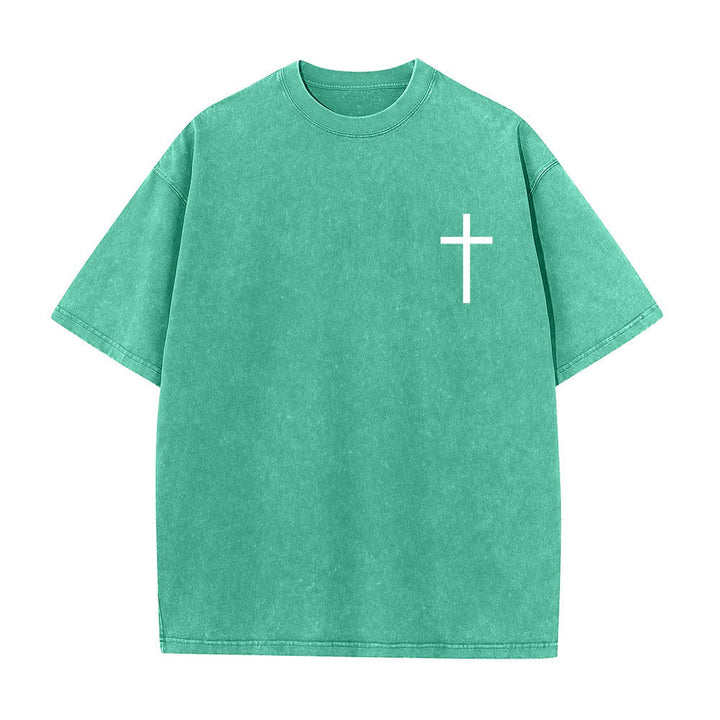 Christianartworkshop Dual-Side Philippians 4:13 Cross Scripture Letter Print Washed T-shirt - image 5