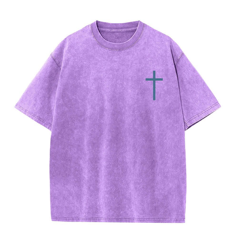 Christianartworkshop Dual-Side Philippians 4:13 Cross Scripture Letter Print Washed T-shirt - image 14