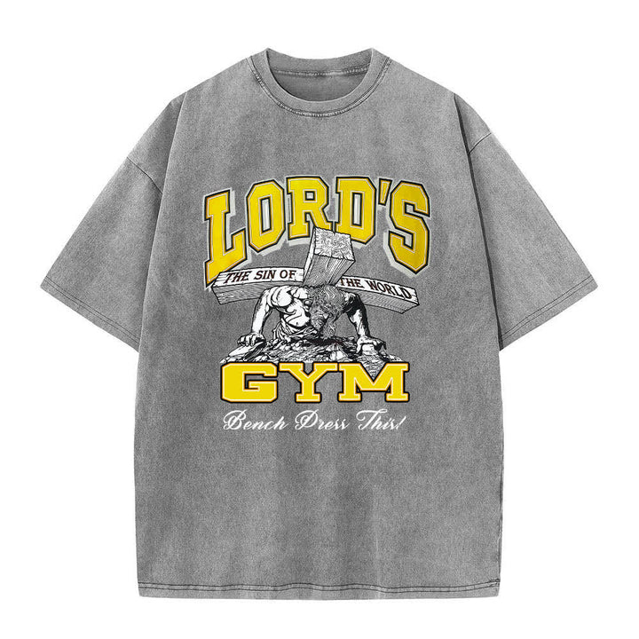 Christianartworkshop Dual-Side Lord's Gym His Pain Your Gain Graphic Letter Print Washed T-shirt - image 4