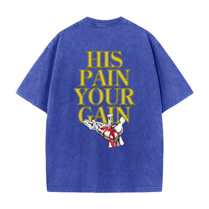 Christianartworkshop Dual-Side Lord's Gym His Pain Your Gain Graphic Letter Print Washed T-shirt - image 26