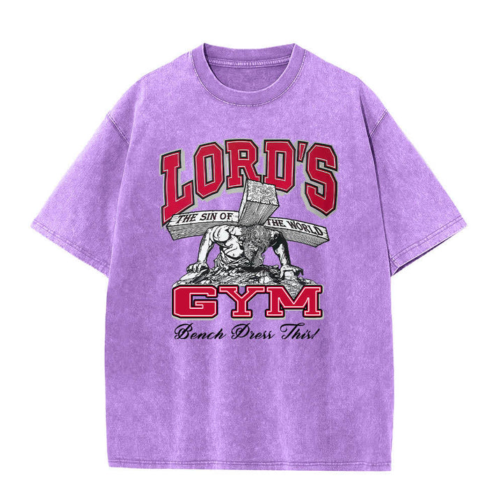 Christianartworkshop Dual-Side Lord's Gym His Pain Your Gain Graphic Letter Print Washed T-shirt - image 16