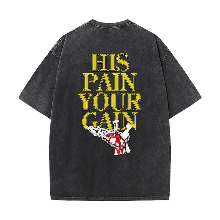 Christianartworkshop Dual-Side Lord's Gym His Pain Your Gain Graphic Letter Print Washed T-shirt - image 11