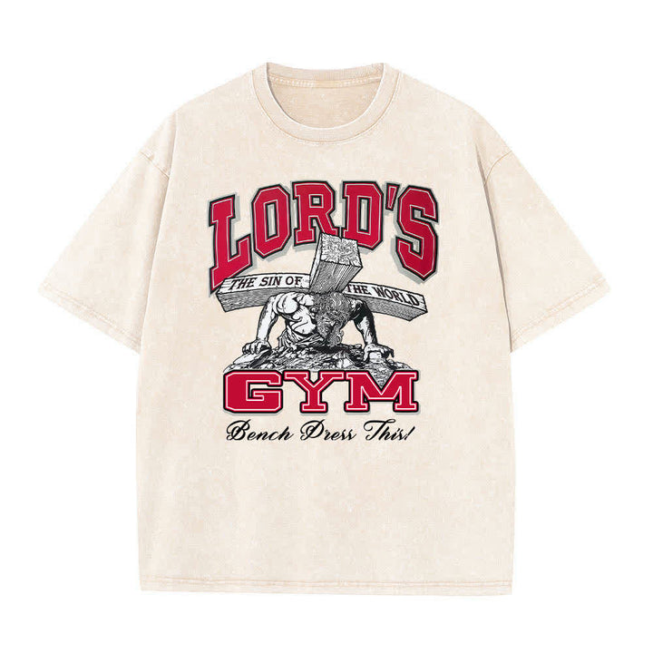 Christianartworkshop Dual-Side Lord's Gym His Pain Your Gain Graphic Letter Print Washed T-shirt - image 13