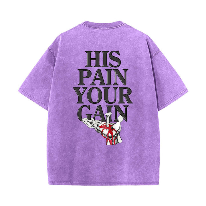 Christianartworkshop Dual-Side Lord's Gym His Pain Your Gain Graphic Letter Print Washed T-shirt - image 17