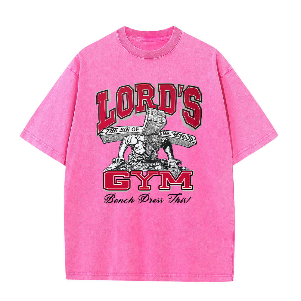 Christianartworkshop Dual-Side Lord's Gym His Pain Your Gain Graphic Letter Print Washed T-shirt - image 19