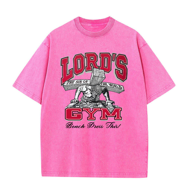 Christianartworkshop Dual-Side Lord's Gym His Pain Your Gain Graphic Letter Print Washed T-shirt - image 19