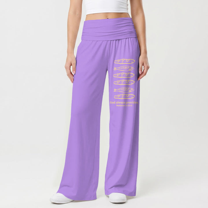 Christianartworkshop Loaves And Fish God Always Provides Scripture Art Casual Faith Women’s Wide Leg Pants - image 13