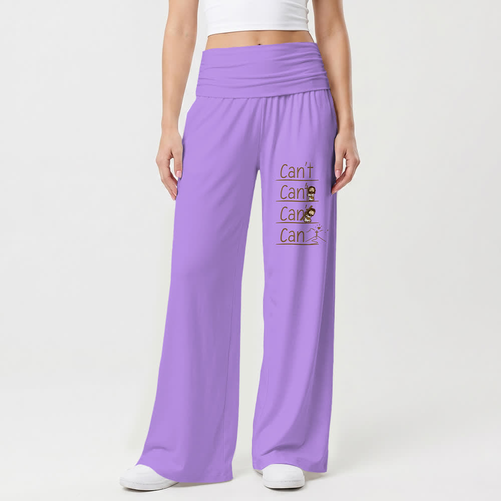 Christianartworkshop Can't Do & Can Do Faith Cartoon Letter Art Casual Faith Women’s Wide Leg Pants - image 10