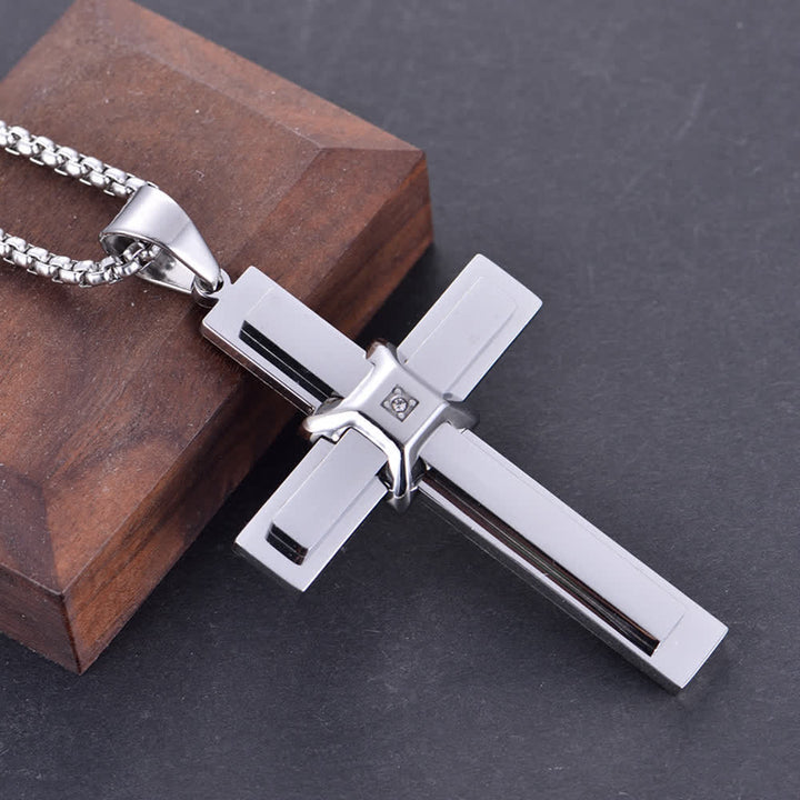 Christianartworkshop Layered Cross Pendant Necklace: Symbol of Faith and Eternal Grace - Silver - image 2