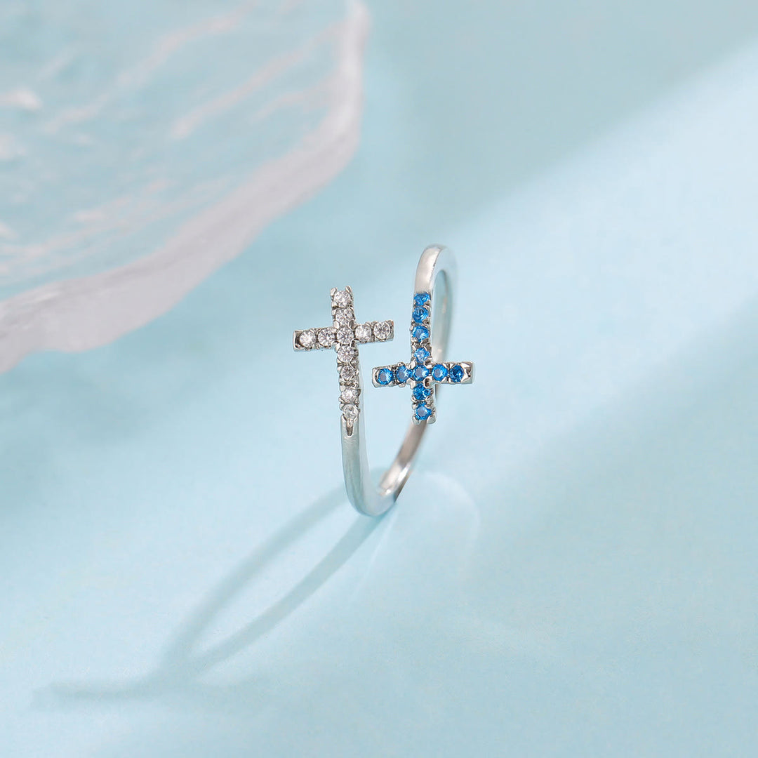 Christianartworkshop Sparkling Cross Bypass Adjustable Ring - image 4