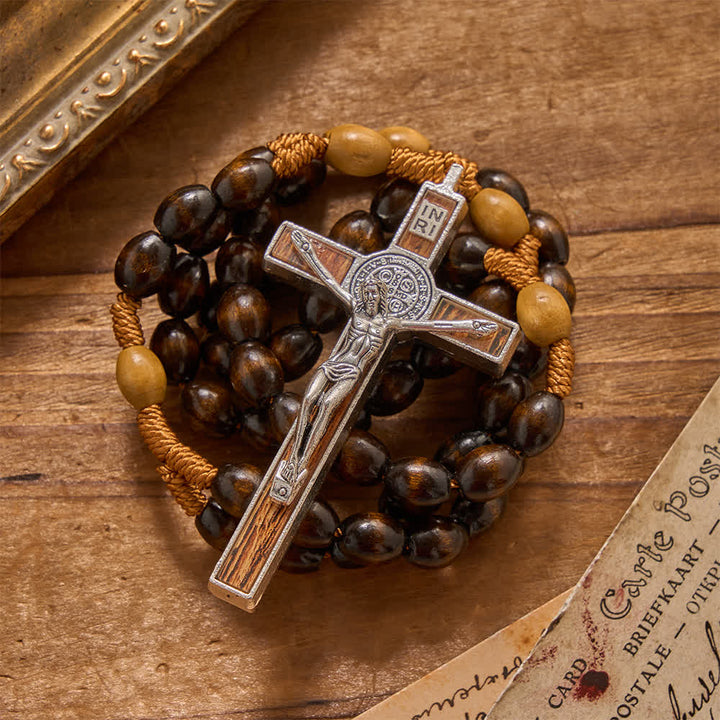 Christianartworkshop Earthy Textured Natural Wood Bead Knotted Rosary: For Private Silent Meditation - image 1