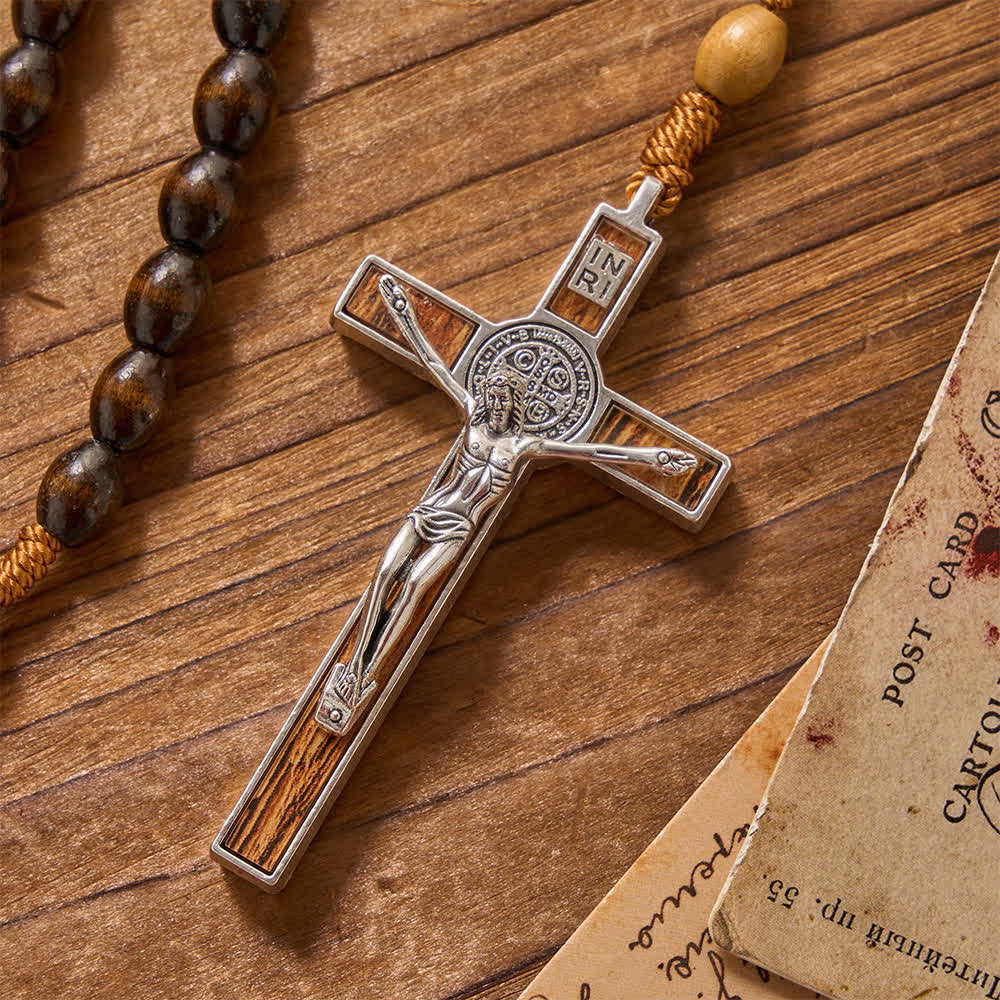 Christianartworkshop Earthy Textured Natural Wood Bead Knotted Rosary: For Private Silent Meditation - image 4
