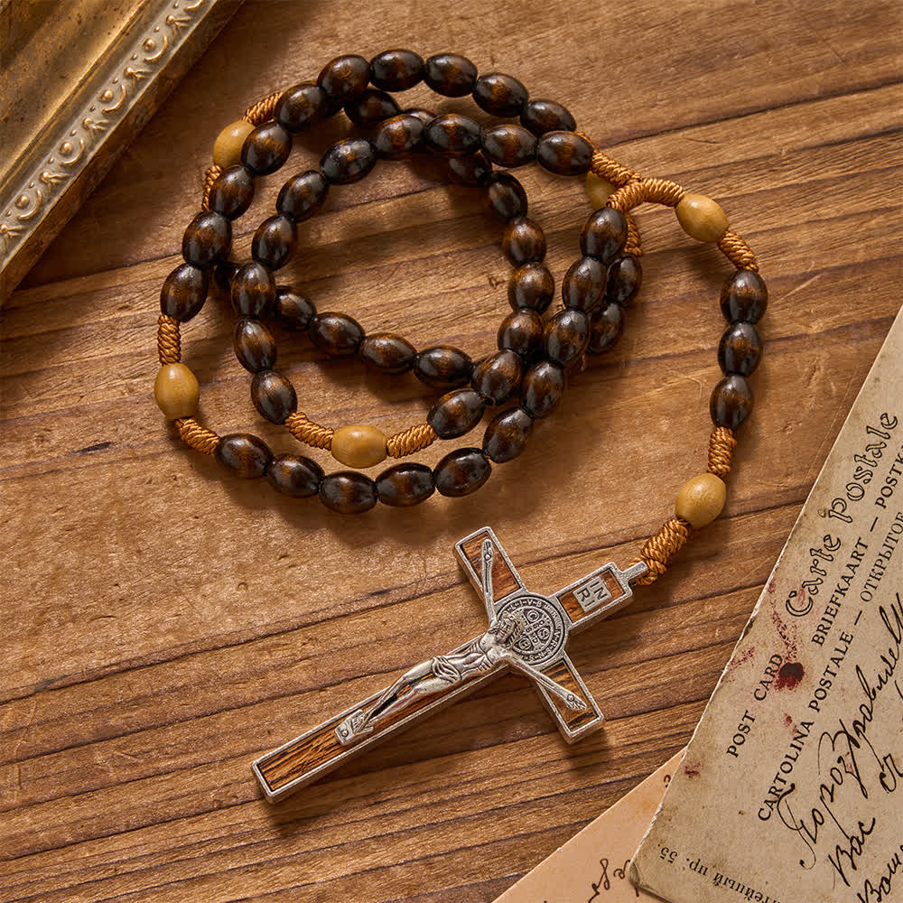 Christianartworkshop Earthy Textured Natural Wood Bead Knotted Rosary: For Private Silent Meditation - image 2