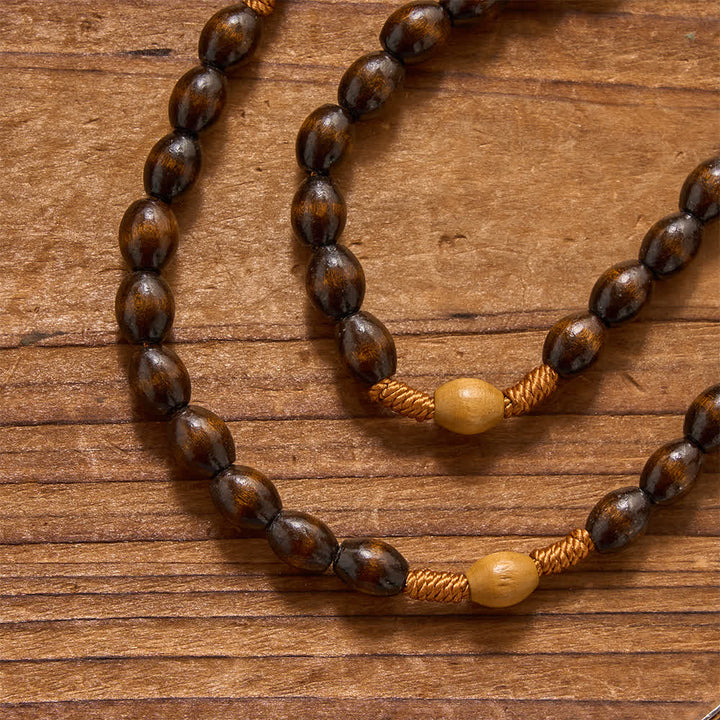 Christianartworkshop Earthy Textured Natural Wood Bead Knotted Rosary: For Private Silent Meditation - image 3
