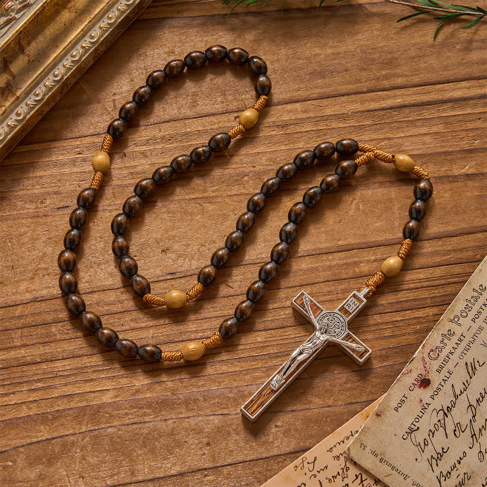 Christianartworkshop Earthy Textured Natural Wood Bead Knotted Rosary: For Private Silent Meditation - Brown Beads Rosary - image 0