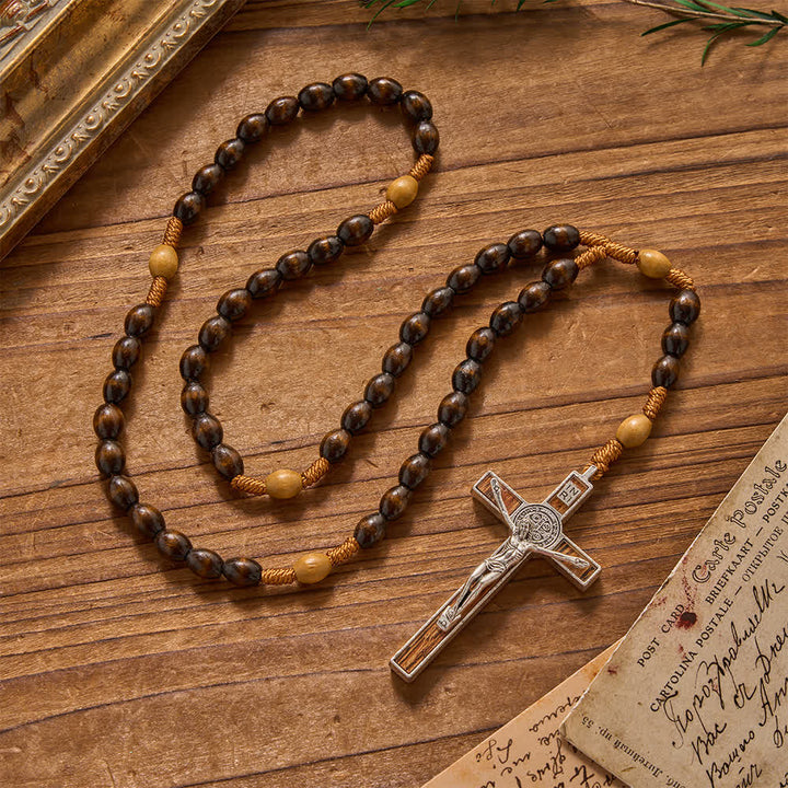 Christianartworkshop Earthy Textured Natural Wood Bead Knotted Rosary: For Private Silent Meditation - Brown Beads Rosary - image 0