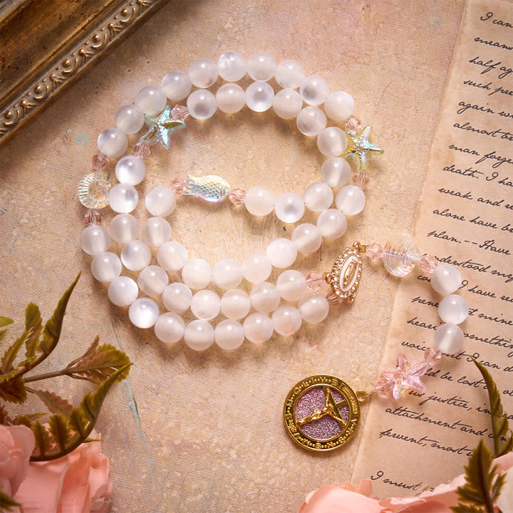 Christianartworkshop Summer Ocean Themed Frosted Matte Bead Rosary With Starfish & Fish Crystal Charms - image 2
