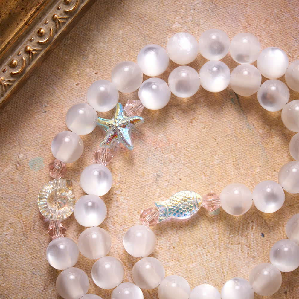 Christianartworkshop Summer Ocean Themed Frosted Matte Bead Rosary With Starfish & Fish Crystal Charms - image 5