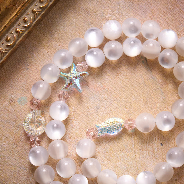Christianartworkshop Summer Ocean Themed Frosted Matte Bead Rosary With Starfish & Fish Crystal Charms - image 5