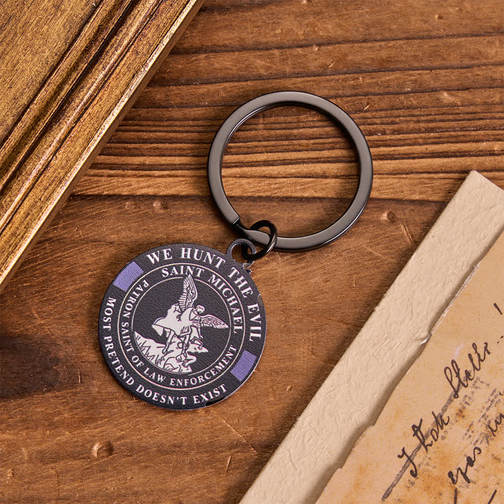 Christianartworkshop Dual Sided Engraved Saint Christopher Round Metal Keychain For Travelers - St.Michael - image 5