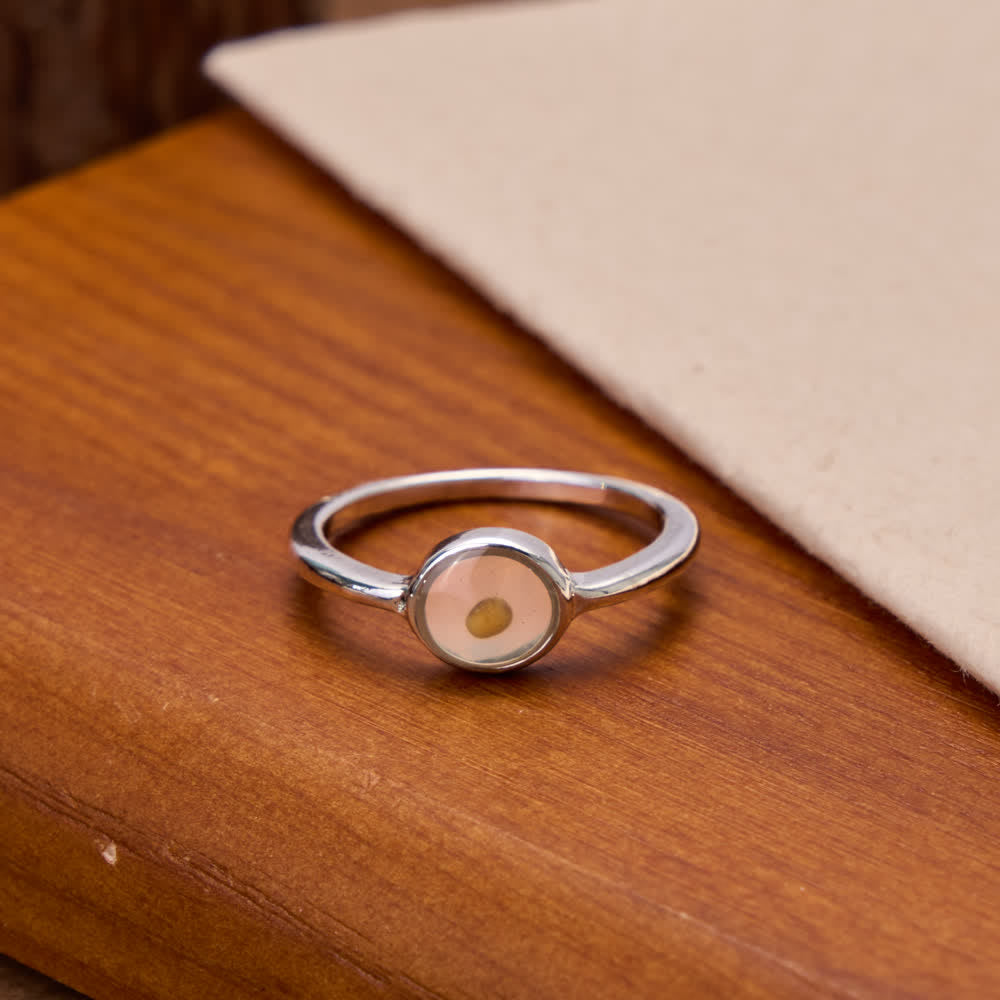 Christianartworkshop Minimal Polished Mustard Seed Bezel Set Slim Ring: Emblem of Unwavering Heavenly Faith - US 10 - image 0