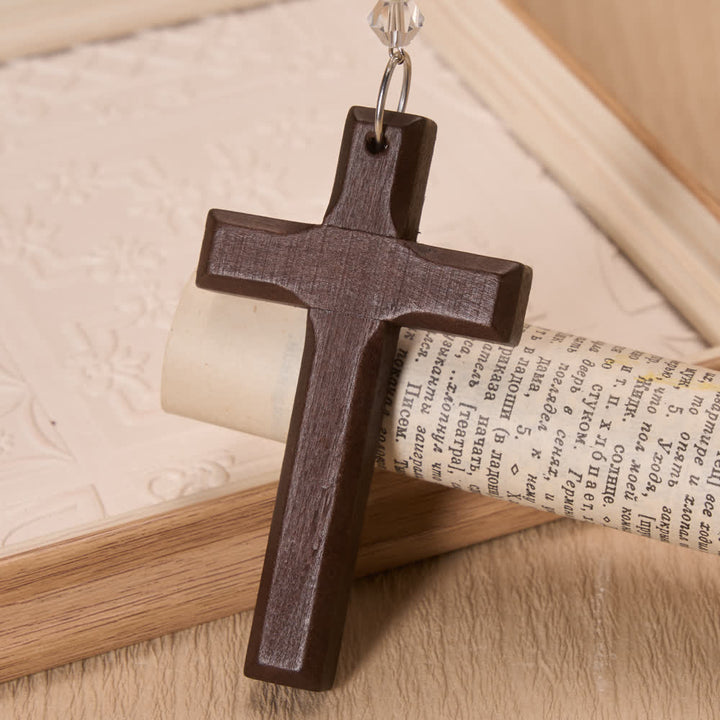 Christianartworkshop Cowboy Hat Angel Wing Wooden Cross Car Pendant: Timeless Token of Faithful Heavenly Safeguard - image 5