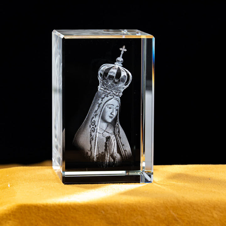 Christianartworkshop Multi-Design Engraved Sacred Crystal Figurine For Desktop Display & Devotional Home Decor - Our Lady of Fatima Bust - 5x5x8cm - image 5