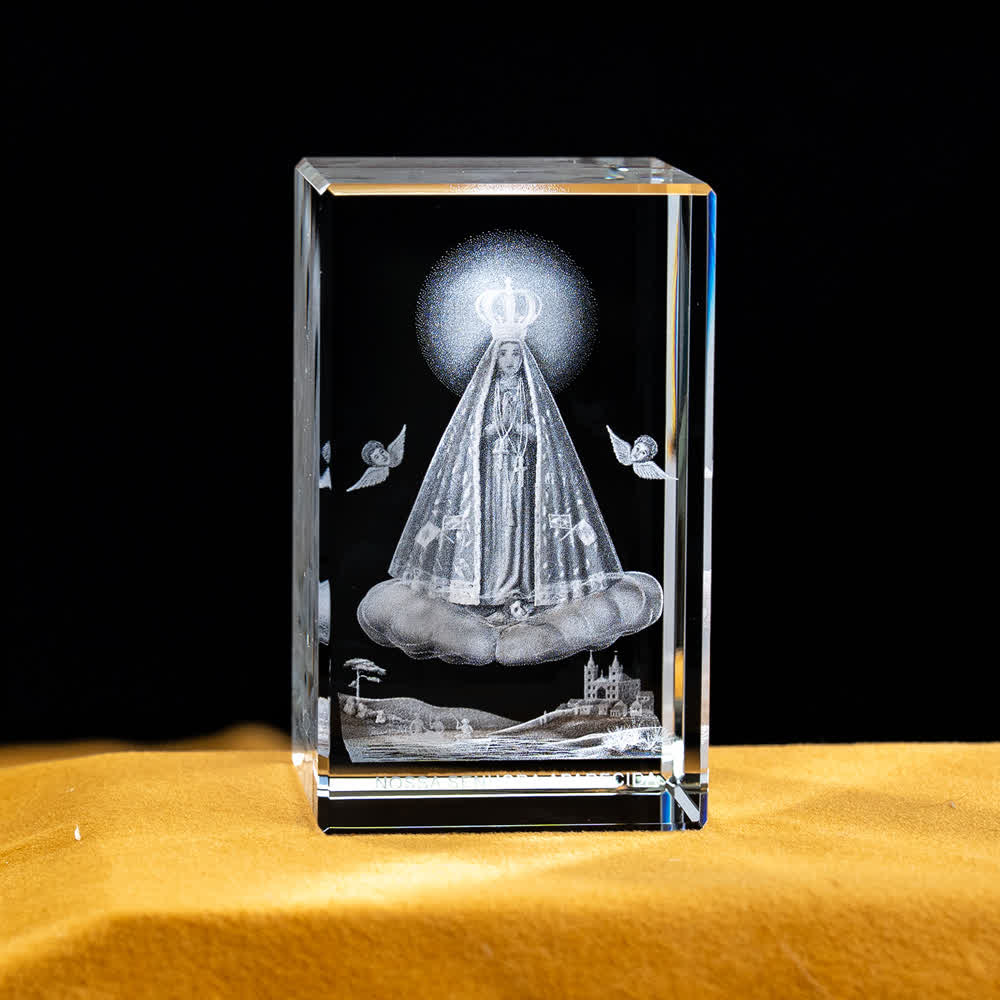 Christianartworkshop Multi-Design Engraved Sacred Crystal Figurine For Desktop Display & Devotional Home Decor - Our Lady of Luján - 5x5x8cm - image 8