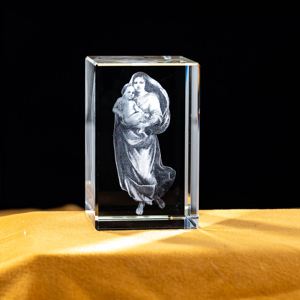 Christianartworkshop Multi-Design Engraved Sacred Crystal Figurine For Desktop Display & Devotional Home Decor - Madonna and Child - 5x5x8cm - image 12
