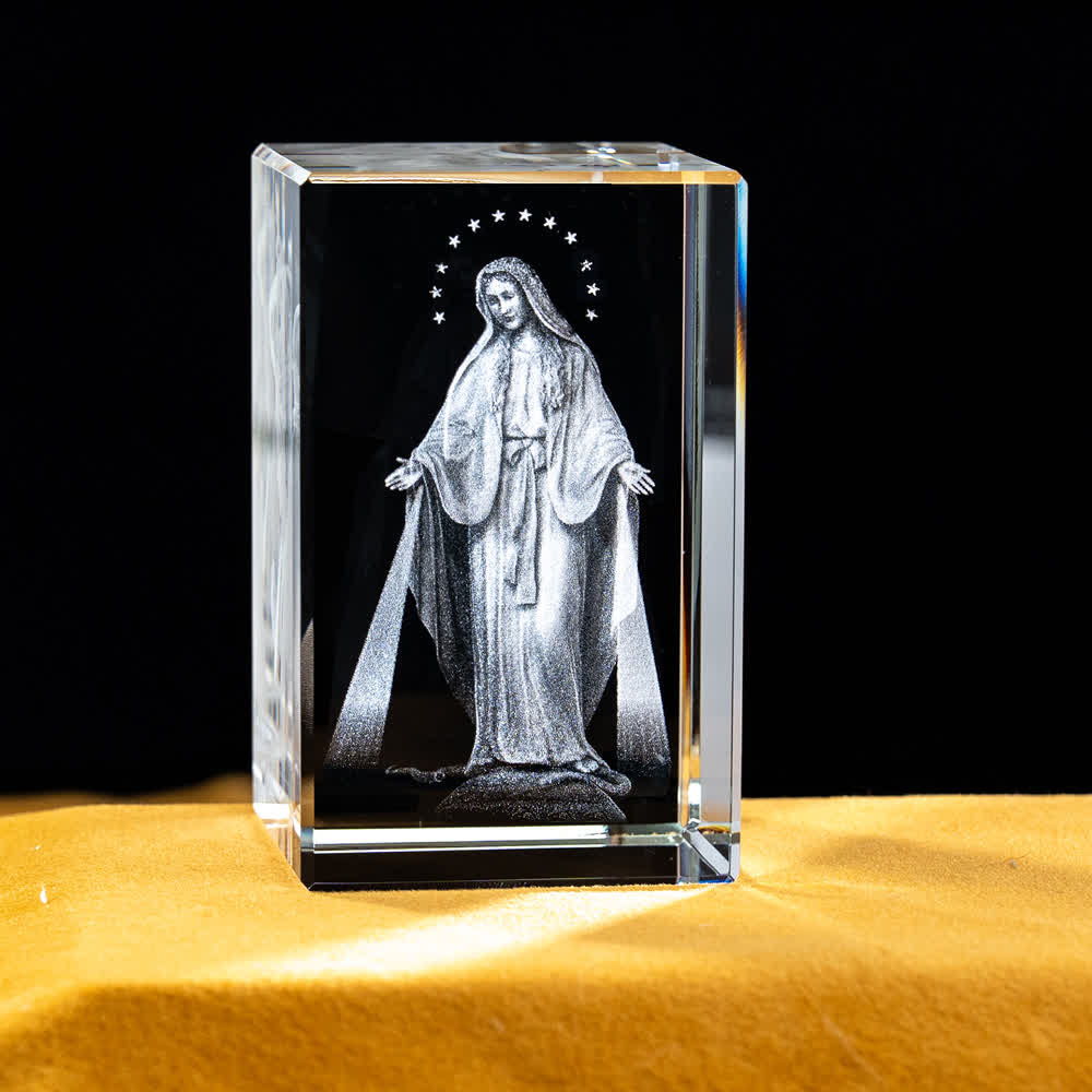Christianartworkshop Multi-Design Engraved Sacred Crystal Figurine For Desktop Display & Devotional Home Decor - Miraculous Virgin Mary - 5x5x8cm - image 13
