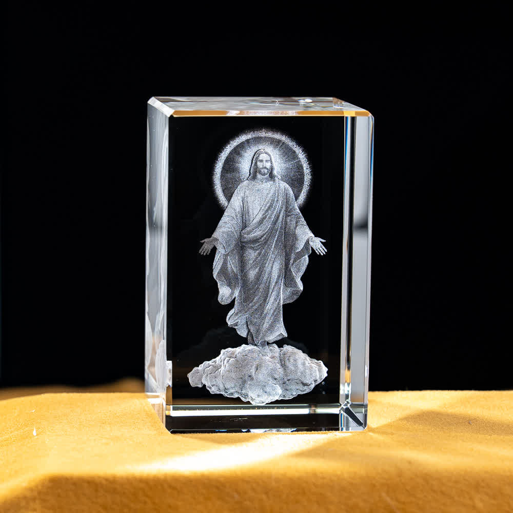 Christianartworkshop Multi-Design Engraved Sacred Crystal Figurine For Desktop Display & Devotional Home Decor - Ascending Jesus - 5x5x8cm - image 20