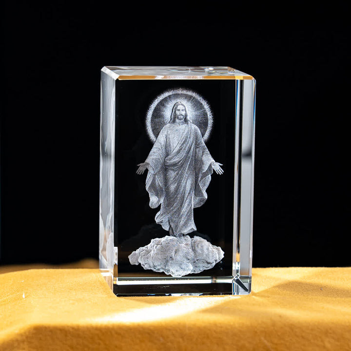 Christianartworkshop Multi-Design Engraved Sacred Crystal Figurine For Desktop Display & Devotional Home Decor - Ascending Jesus - 5x5x8cm - image 20