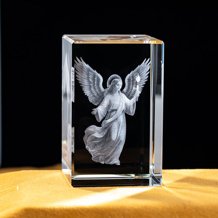 Christianartworkshop Multi-Design Engraved Sacred Crystal Figurine For Desktop Display & Devotional Home Decor - Guardian Angel with Candle - 5x5x8cm - image 21