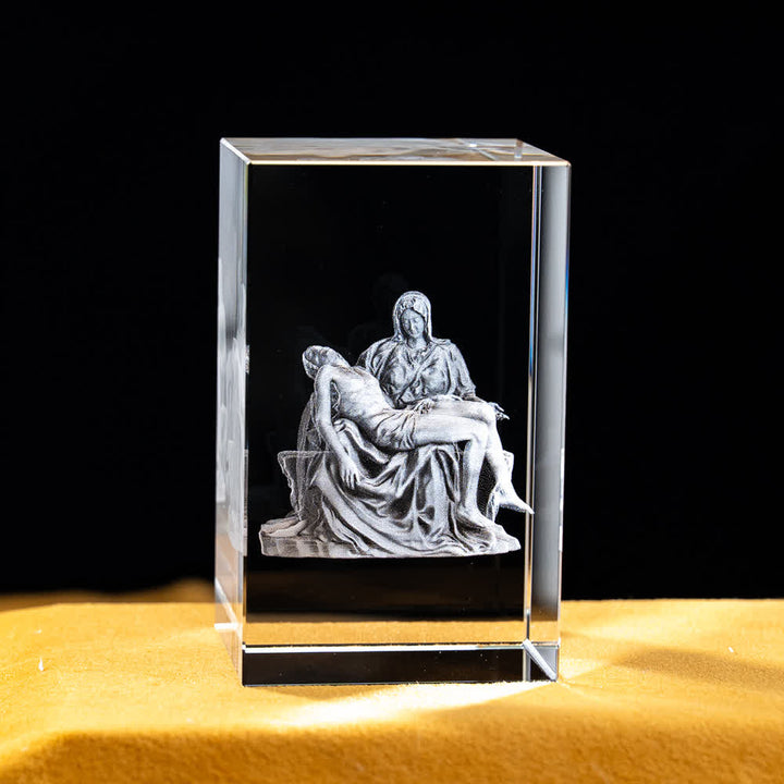Christianartworkshop Multi-Design Engraved Sacred Crystal Figurine For Desktop Display & Devotional Home Decor - Pieta - 5x5x8cm - image 22