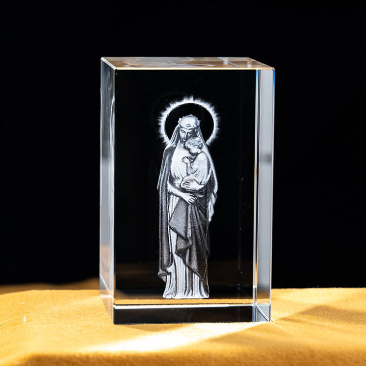 Christianartworkshop Multi-Design Engraved Sacred Crystal Figurine For Desktop Display & Devotional Home Decor - Virgin Mary and Child - 5x5x8cm - image 28