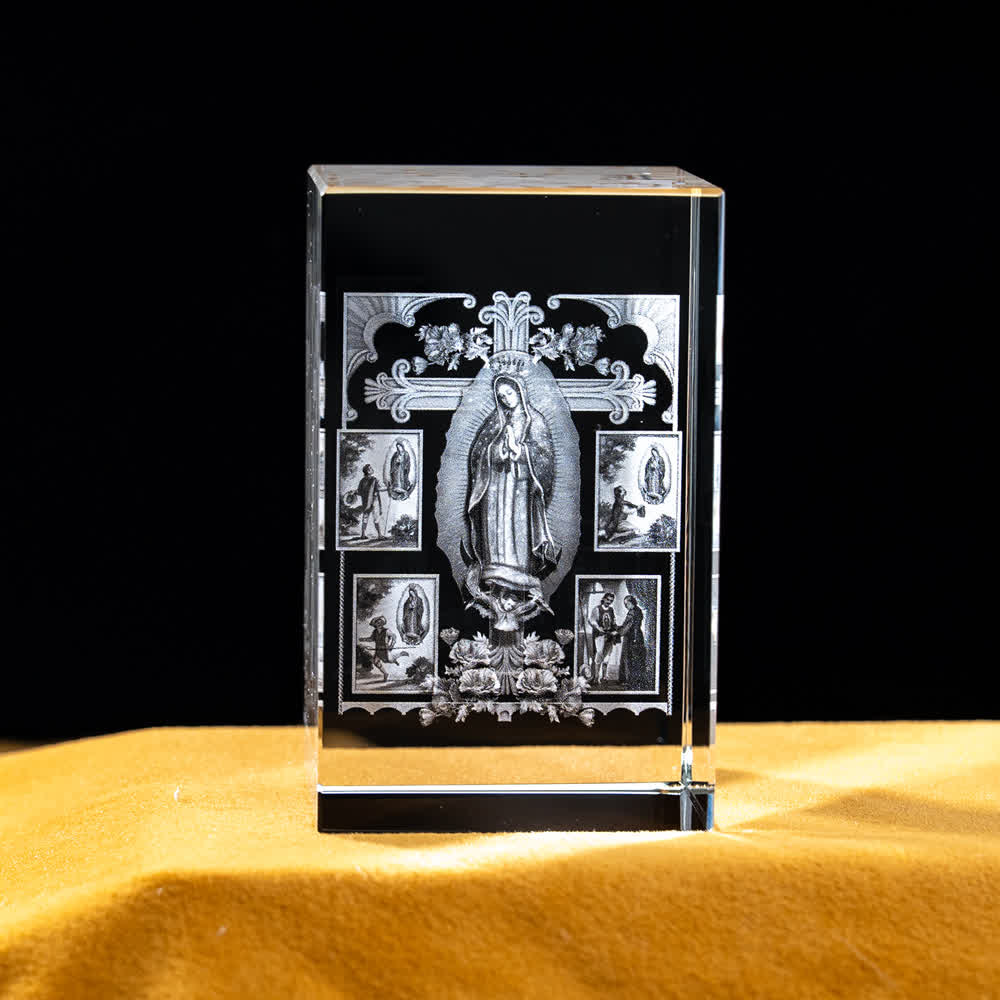 Christianartworkshop Multi-Design Engraved Sacred Crystal Figurine For Desktop Display & Devotional Home Decor - Our Lady of Guadalupe Apparitions - 5x5x8cm - image 42