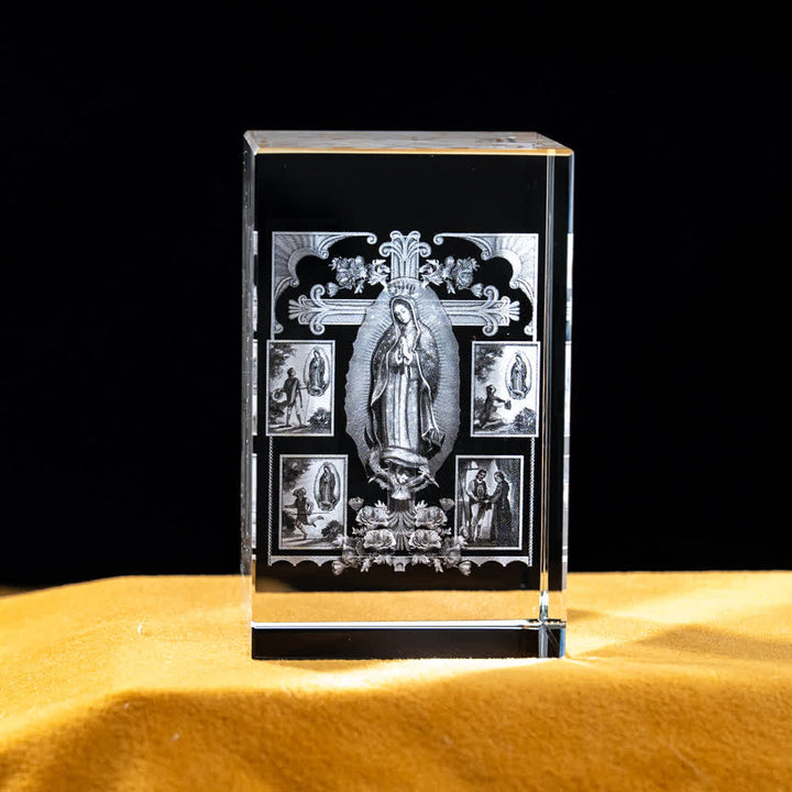 Christianartworkshop Multi-Design Engraved Sacred Crystal Figurine For Desktop Display & Devotional Home Decor - Our Lady of Guadalupe Apparitions - 5x5x8cm - image 42