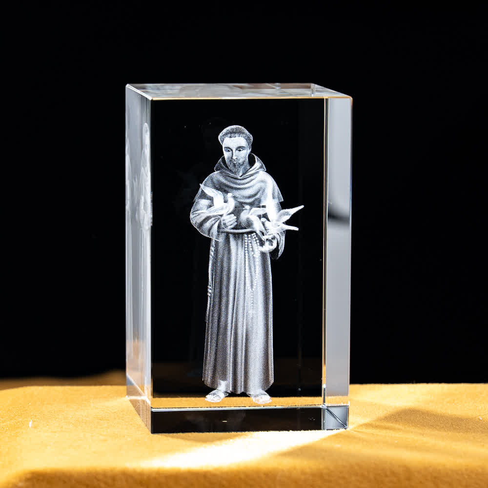 Christianartworkshop Multi-Design Engraved Sacred Crystal Figurine For Desktop Display & Devotional Home Decor - Saint Francis of Assisi - 5x5x8cm - image 35
